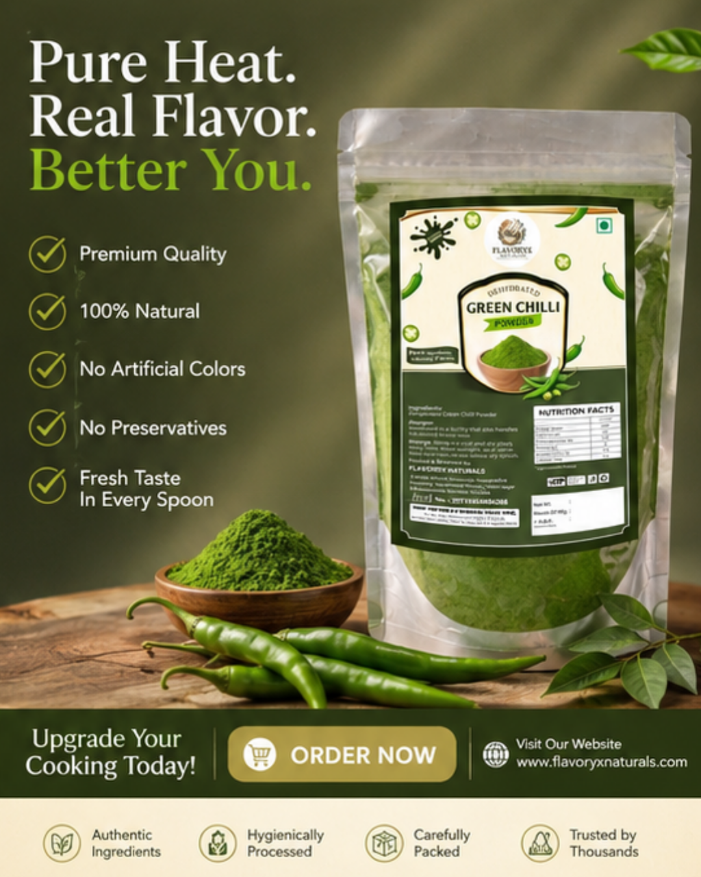 Dehydrated Green Chilli Powder